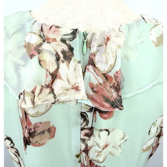 Julian Taylor NY Dress Women's 16 Pastel Green Floral Ruffles Feminine Fairy - Picture 4 of 8